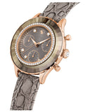  Shop Authentic Swarovski Octea Chrono Grey Dial Grey Leather Strap Watch for Women - 5671153 - Luxxuri