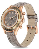  Shop Authentic Swarovski Octea Chrono Grey Dial Grey Leather Strap Watch for Women - 5671153 - Luxxuri
