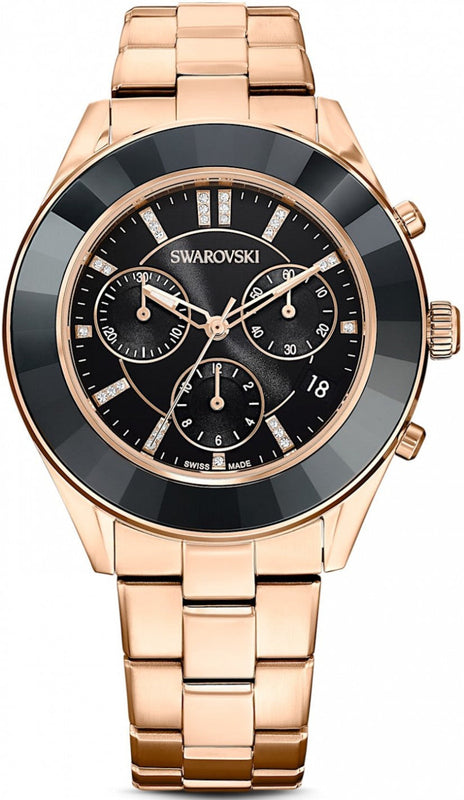  Shop Authentic Swarovski Octea Lux Sport Chronograph Black Dial Rose Gold Steel Strap Watch for Women - 5610478 - Luxxuri