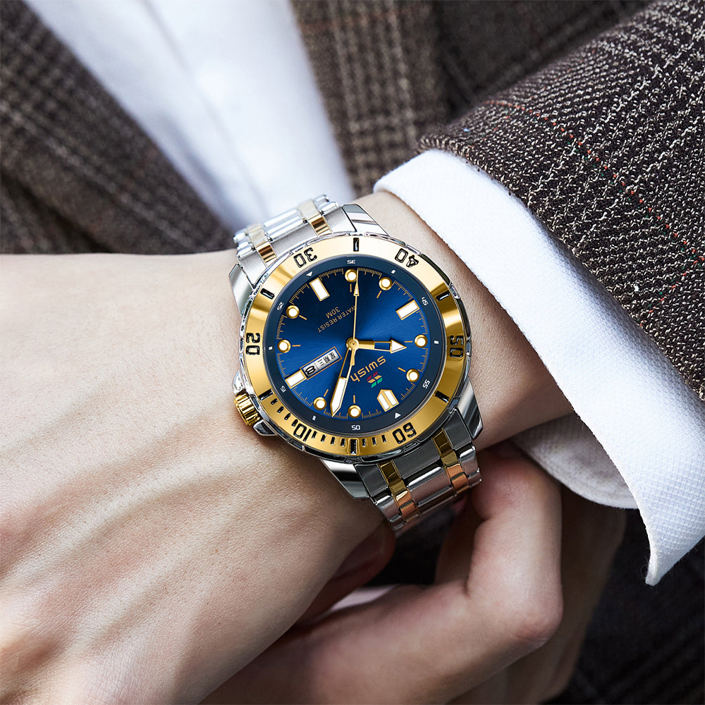  Shop Authentic Versace Hellenyium GMT Blue Dial Two Tone Steel Strap Watch for Men - V11060017 - Luxxuri