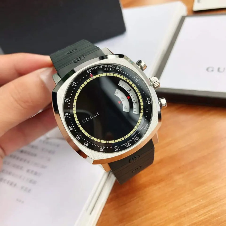  Shop Authentic Gucci Grip Chronograph Black Dial Black Rubber Strap Watch For Men - YA157301 - Luxxuri