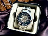  Shop Authentic Fossil Grant Automatic Skeleton Black Dial Silver Steel Strap Watch for Men - ME3103 - Luxxuri