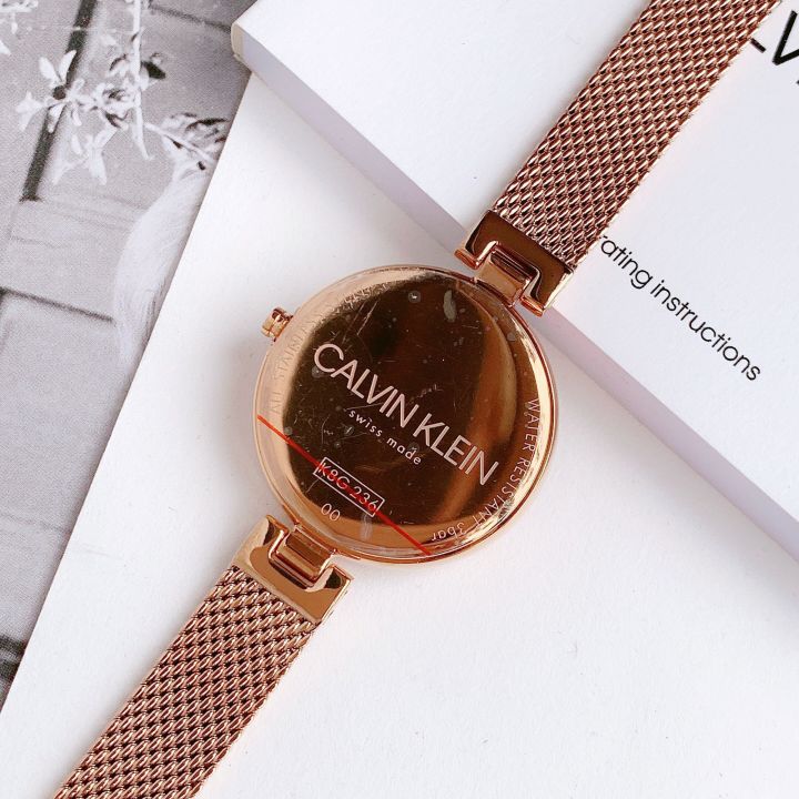  Shop Authentic Calvin Klein Authentic Silver Dial Rose Gold Mesh Bracelet Watch for Women - K8G23626 - Luxxuri