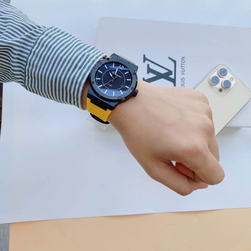  Shop Authentic Salvatore Ferragamo F-80 Classic Black Dial Yellow Rubber Strap Watch for Men - SFHY01522 - Luxxuri