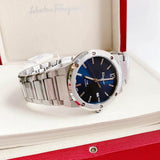  Shop Authentic Salvatore Ferragamo F-80 Classic Blue Dial Silver Steel Strap Watch for Men - SFDT01320 - Luxxuri
