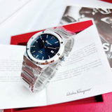  Shop Authentic Salvatore Ferragamo F-80 Classic Blue Dial Silver Steel Strap Watch for Men - SFDT01320 - Luxxuri