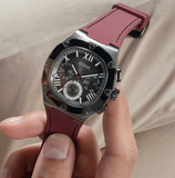  Shop Authentic Guess Headline Multifunction Grey Dial Burgundy Silicone Strap Watch For Men - GW0571G4 - Luxxuri