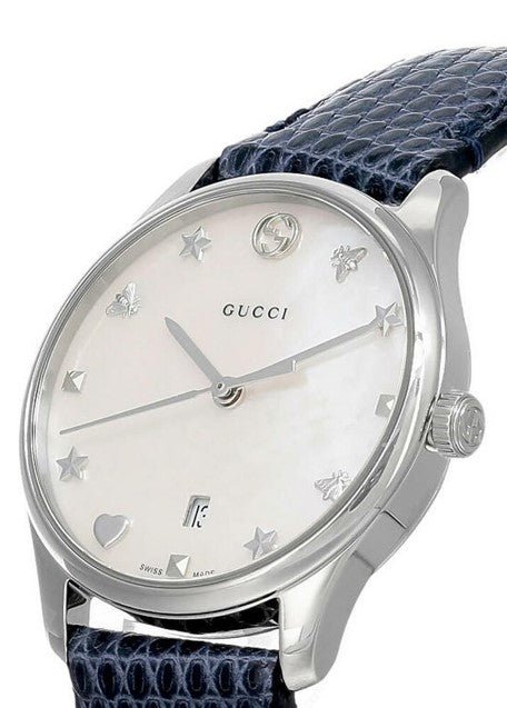  Shop Authentic Gucci G-Timeless Signature Mother of Pearl Star Dial Blue Watch For Women - YA126588 - Luxxuri