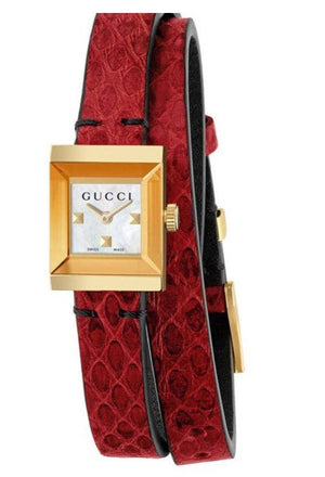  Shop Authentic Gucci G Frame White Dial Red Leather Strap Watch For Women - YA128524 - Luxxuri