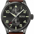  Shop Authentic Hugo Boss Aeroliner Maxx Black Dial Brown Leather Strap Watch For Men - 1513079 - Luxxuri