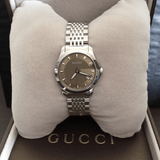  Shop Authentic Gucci G Timeless Brown Dial Silver Steel Strap Watch For Women - YA126503 - Luxxuri