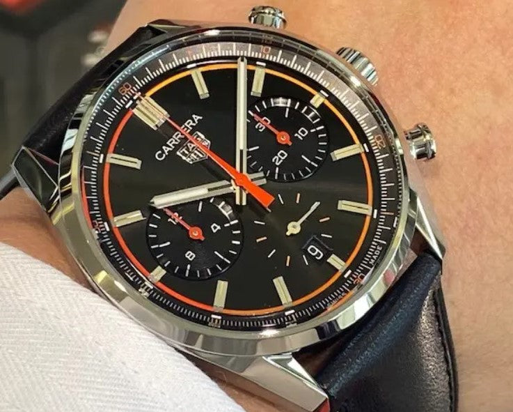  Shop Authentic Tag Heuer Carrera Chronograph Black Dial Black Leather Strap Watch for Men - CBN201C.FC6542 - Luxxuri