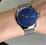  Shop Authentic Calvin Klein Minimal Blue Dial Silver Mesh Bracelet Watch for Men - K3M2112N - Luxxuri