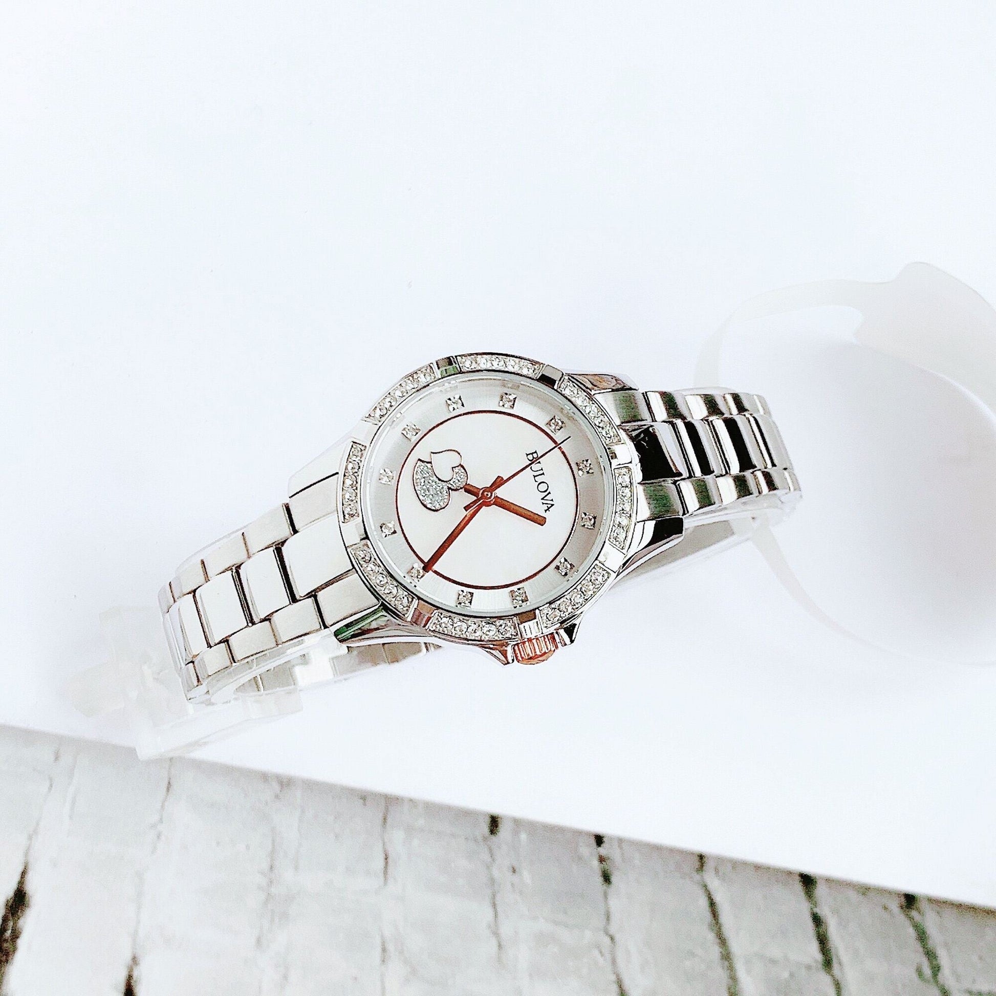  Shop Authentic Bulova Crystal Collection Mother of Pearl Dial Silver Steel Strap Watch for Women - 98L232 - Luxxuri