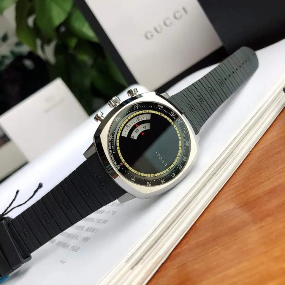  Shop Authentic Gucci Grip Chronograph Black Dial Black Rubber Strap Watch For Men - YA157301 - Luxxuri