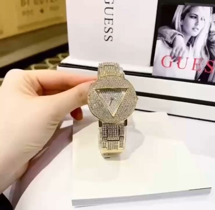 Shop Authentic Guess Trend Diamonds Gold Dial Gold Steel Strap Watch for Women - GW0512L2 - Luxxuri