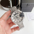  Shop Authentic Diesel Mega Chief Chronograph Silver Dial Silver Steel Strap Watch For Men - DZ4501 - Luxxuri