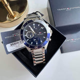  Shop Authentic Tommy Hilfiger Larson Chronograph Blue Dial Silver Steel Strap Watch For Men - 1791917 - Luxxuri