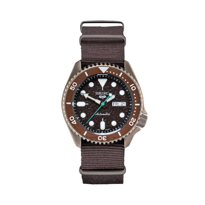  Shop Authentic Seiko 5 Sport Automatic Brown Dial Brown Nylon Strap Watch For Men - SRPD85K1 - Luxxuri