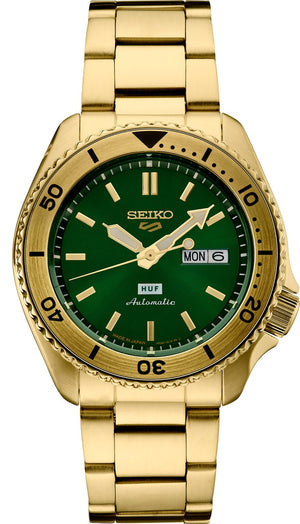  Shop Authentic Seiko 5 Sports HUF Limited Edition Green Dial Gold Steel Strap Watch For Men - SRPJ20 - Luxxuri
