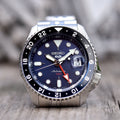 Seiko 5 Sports GMT SKX Automatic Blueberry Dial Silver Steel Strap Watch For Men - SSK003K1