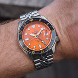  Shop Authentic Seiko 5 Sports GMT Automatic Orange Dial Silver Steel Strap Watch For Men - SSK005K1 - Luxxuri