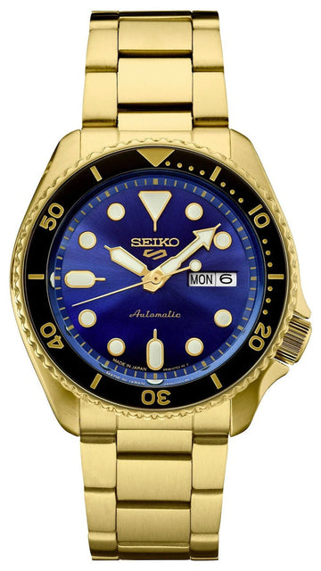  Shop Authentic Seiko 5 Sports US Special Edition Automatic Blue Dial Gold Steel Strap Watch For Men - SRPK20 - Luxxuri