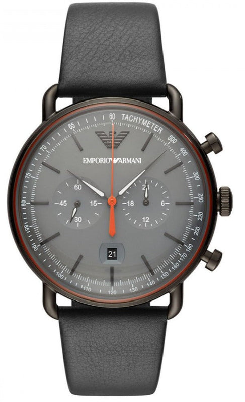  Shop Authentic Emporio Armani Aviator Grey Dial Grey Leather Strap Watch For Men - AR11168 - Luxxuri