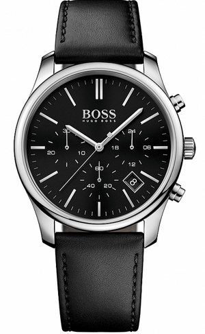  Shop Authentic Hugo Boss Time One Chronograph Black Dial Black Leather Strap Watch for Men - 1513430 - Luxxuri