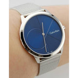  Shop Authentic Calvin Klein Minimal Blue Dial Silver Mesh Bracelet Watch for Men - K3M2112N - Luxxuri