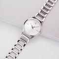  Shop Authentic Calvin Klein Stately White Dial Silver Steel Strap Watch for Women - K3G23126 - Luxxuri