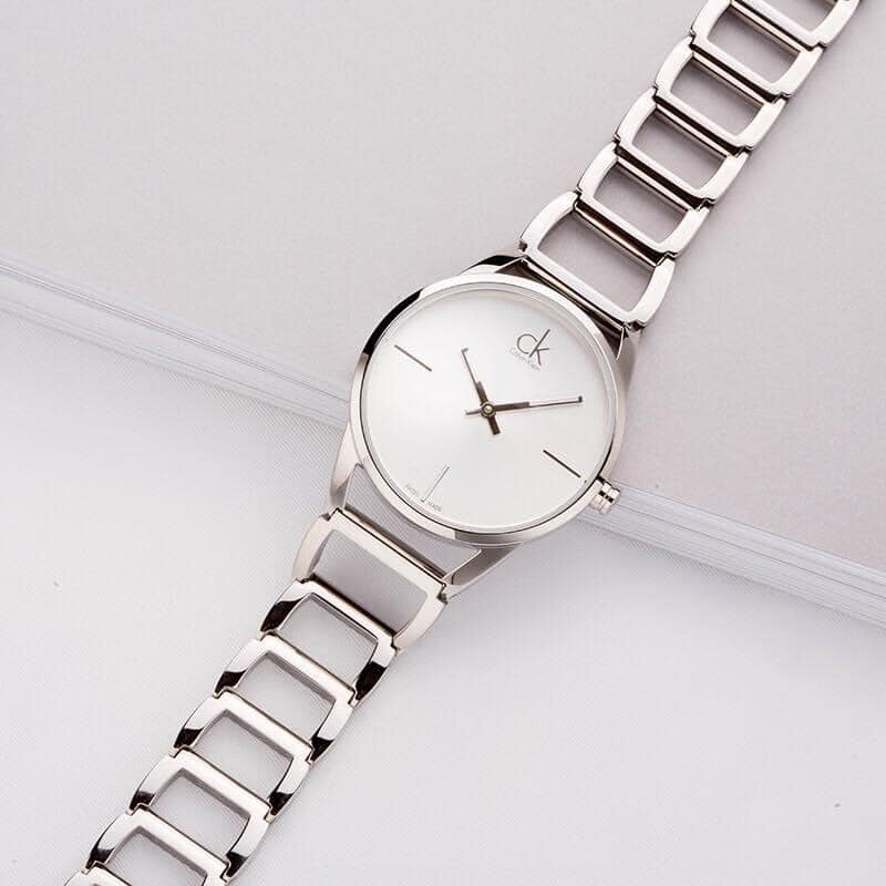  Shop Authentic Calvin Klein Stately White Dial Silver Steel Strap Watch for Women - K3G23126 - Luxxuri