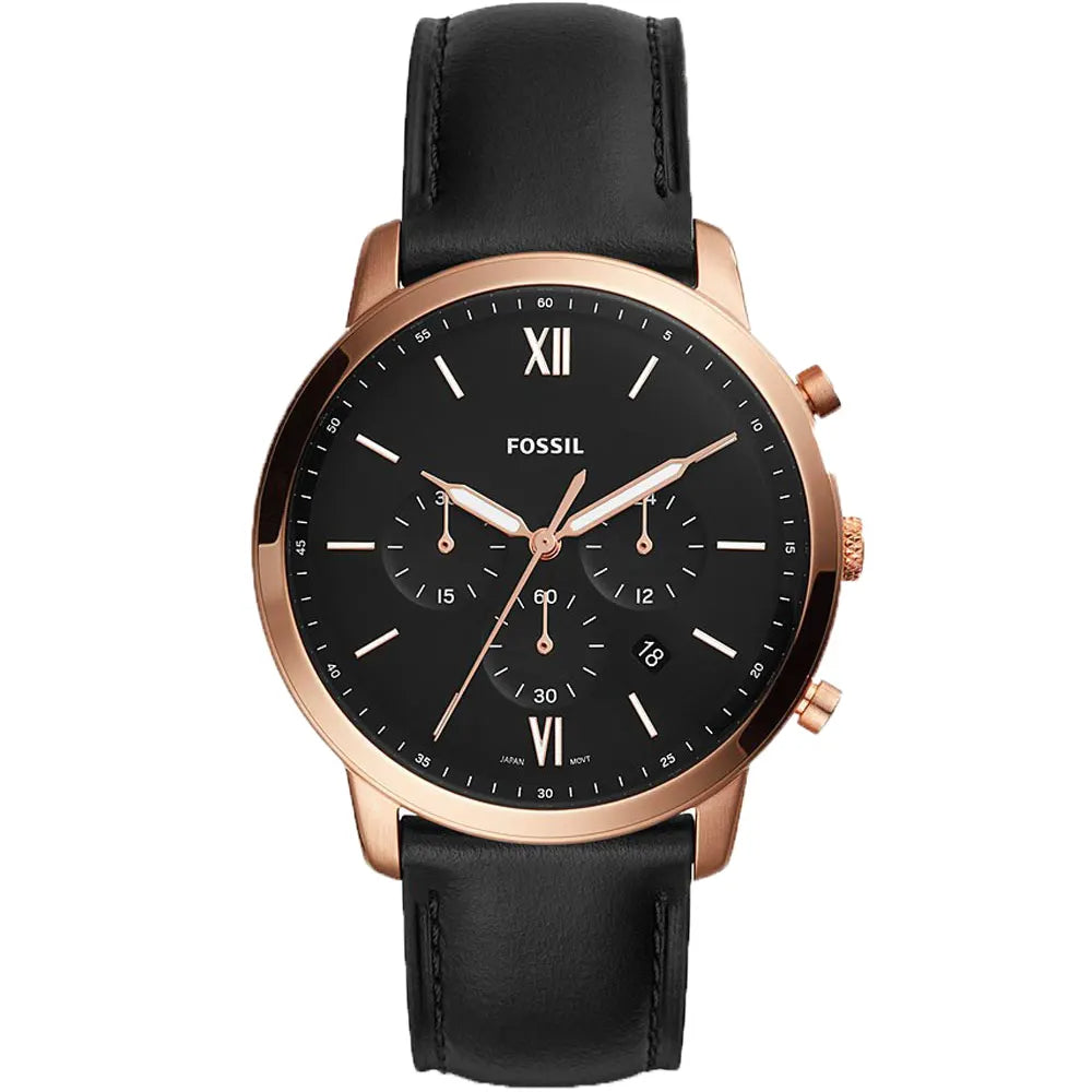  Shop Authentic Fossil Neutra Chronograph Black Dial Black Leather Strap Watch for Men - FS5381 - Luxxuri