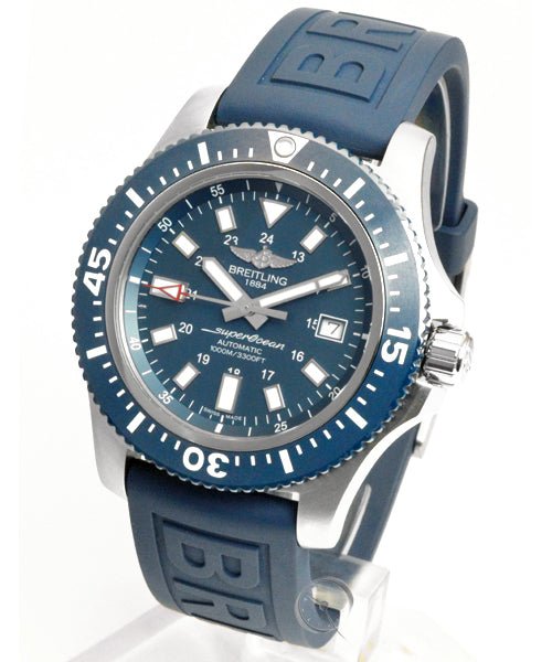  Shop Authentic Breitling Superocean 44mm Diver Pro III Special Mariner Blue Dial Blue Rubber Strap Mens Watch - Y1739316/C959 - Luxxuri