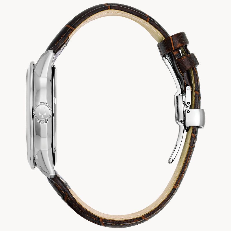  Shop Authentic Bulova Classic Skeleton Automatic Brown Dial Brown Leather Strap Watch for Men - 96A120 - Luxxuri