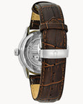  Shop Authentic Bulova Classic Skeleton Automatic Brown Dial Brown Leather Strap Watch for Men - 96A120 - Luxxuri