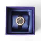  Shop Authentic Swarovski Crystal Frost Black Dial Black Leather Strap Watch for Women - 5484058 - Luxxuri