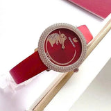  Shop Authentic Swarovski Crystal Frost Red Dial Red Leather Strap Watch for Women - 5519226 - Luxxuri