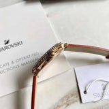  Shop Authentic Swarovski Crystal Frost Red Dial Red Leather Strap Watch for Women - 5519226 - Luxxuri
