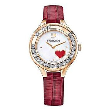  Shop Authentic Swarovski Lovely Crystals Analog White Dial Red Leather Strap Watch for Women - 5297584 - Luxxuri