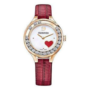  Shop Authentic Swarovski Lovely Crystals Analog White Dial Red Leather Strap Watch for Women - 5297584 - Luxxuri