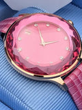  Shop Authentic Swarovski Octea Nova Pink Dial Pink Leather Strap Watch for Women - 5650030 - Luxxuri