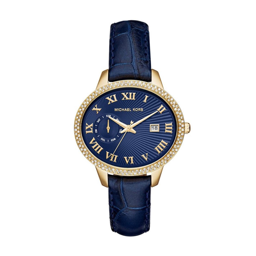  Shop Authentic Michael Kors Whitley Quartz Blue Dial Blue Leather Strap Watch For Women - MK2429 - Luxxuri