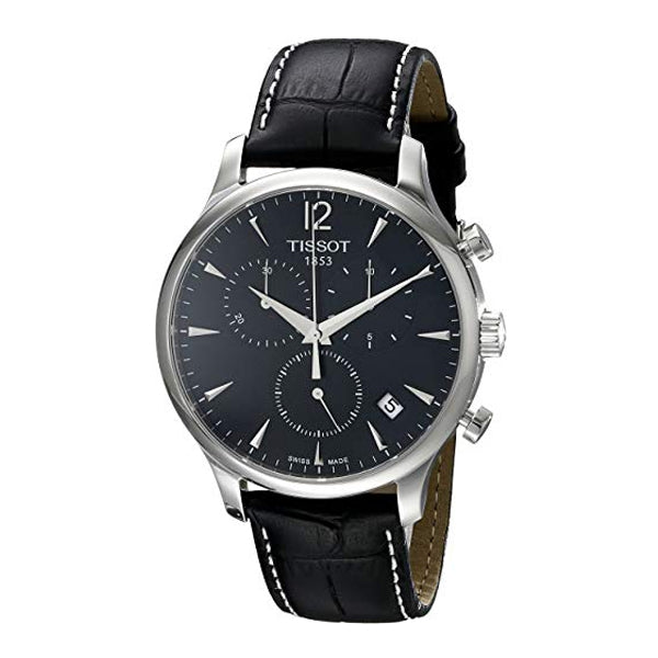  Shop Authentic Tissot Tradition Chronograph Black Dial Black Leather Strap Watch For Men - T0636171605700 - Luxxuri