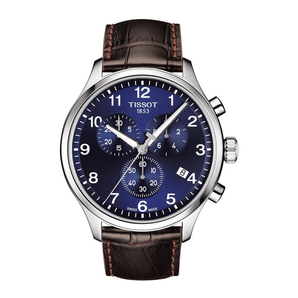  Shop Authentic Tissot Chrono XL Classic Blue Dial Brown Leather Strap Watch For Men - T116.617.16.047.00 - Luxxuri