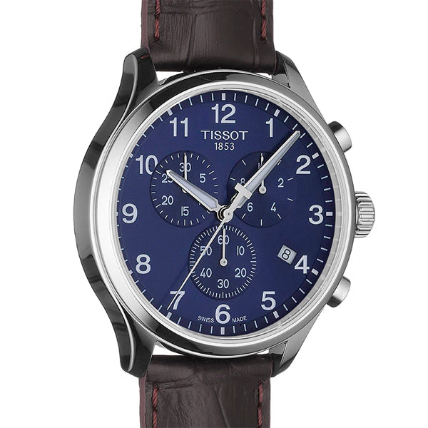 Tissot Chrono XL Classic Blue Dial Brown Leather Strap Watch For Men - T116.617.16.047.00