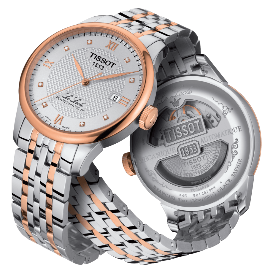 Tissot T Classic Le Locle Powermatic 80 Silver Dial Two Tone Steel Strap Watch For Men - T006.407.22.036.00