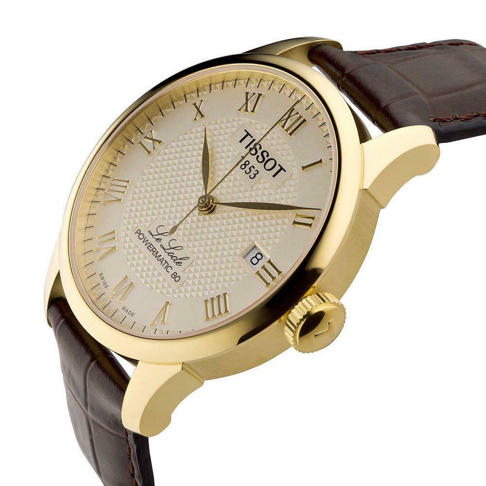  Shop Authentic Tissot Le Locle Automatic Gold Dial Brown Leather Strap Watch For Men - T41.5.413.73 - Luxxuri