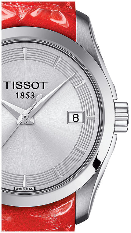  Shop Authentic Tissot Couturier Lady Silver Dial Red Leather Strap Watch for Women - T035.210.16.031.01 - Luxxuri