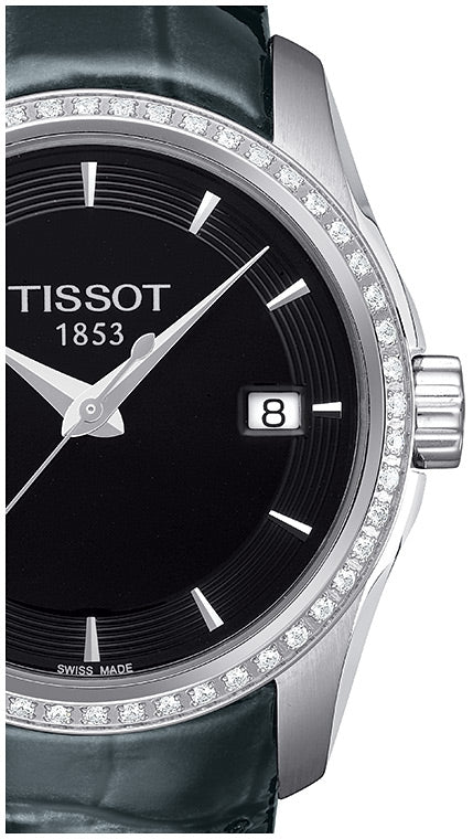  Shop Authentic Tissot T Trend Couturier Diamonds Black Dial Black Leather Strap Watch for Women - T035.210.66.051.00 - Luxxuri